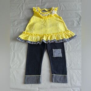 Little Lass Girls Sunflower 2 Piece Set Outfit Yellow Size 6